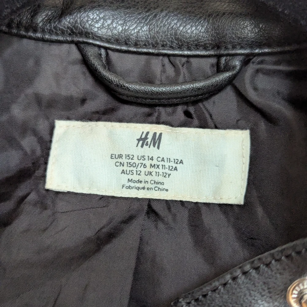 H&M Kids Quilted Biker Vegan Leather Moto Jacket Kids Size 14